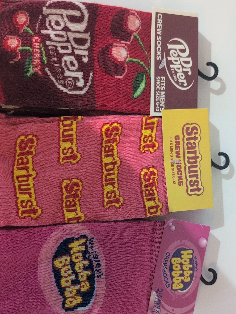 Mens NWT Nostalgia Socks- Dr Pepper/Hubba Bubba/Starbrst Crew Socks